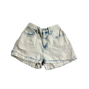 Old Navy Denim Shorts Girl's 14 Distressed Acid Washed Elastic Adjustable Waist